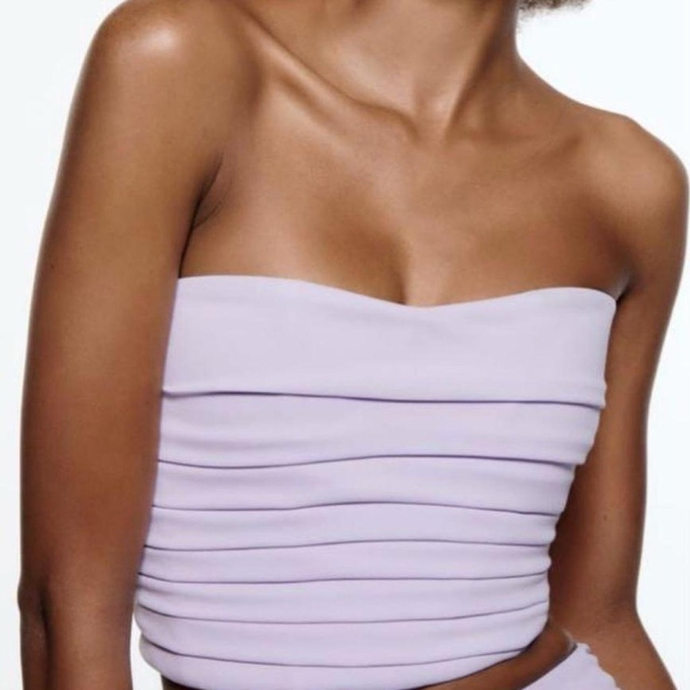 Zara lavender/purple strapless crop top